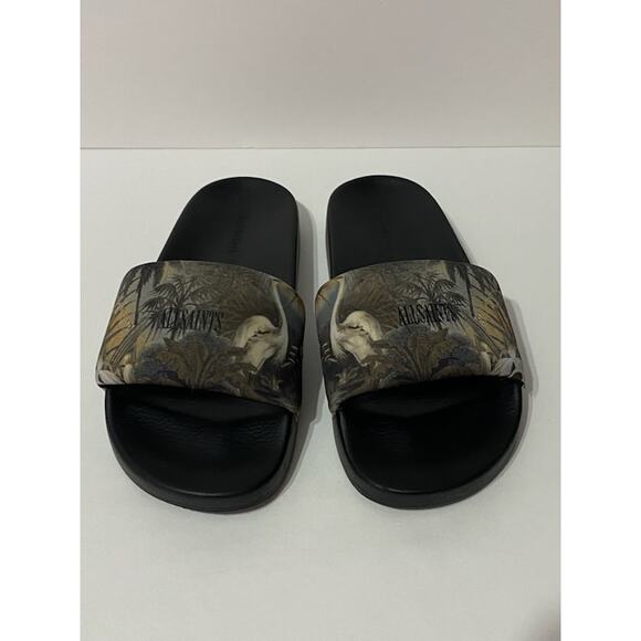 ALL SAINTS Carmel Printed Neoprene Slides US 7 EU 37 Rejuvinate Bird Print LN - Picture 2 of 8